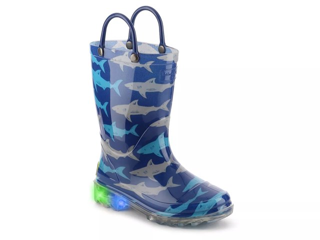 Western Chief Deep Sea Shark Light Up Rain Boot Kids