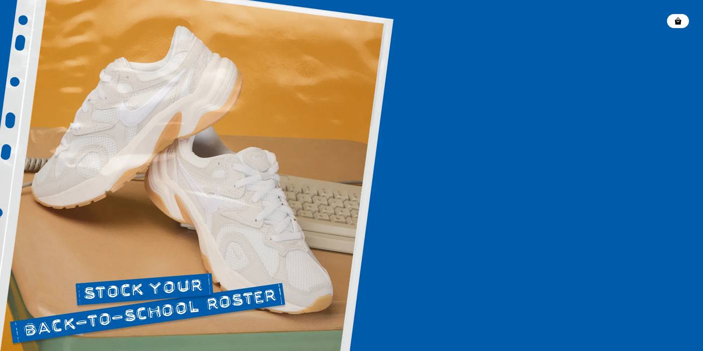 Featuring a Nike sneaker on a back to school background