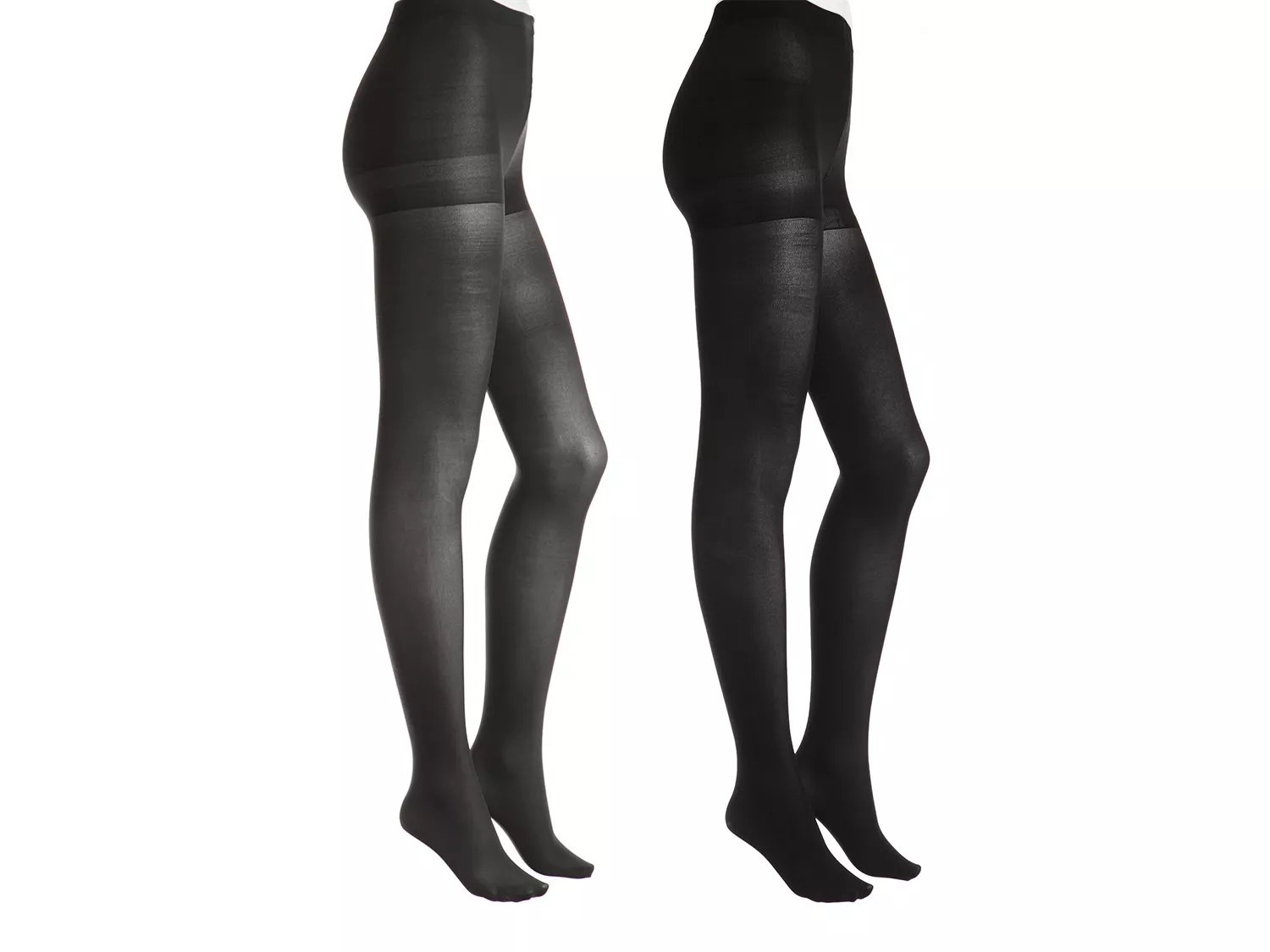 Ribbed/Solid Control Top Tights 2-Pack