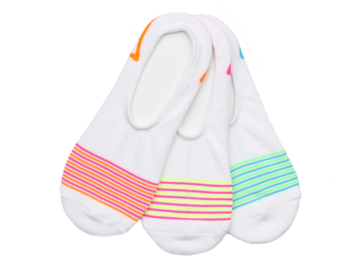  White Stripe Women's No Show Liners - 3 Pack 