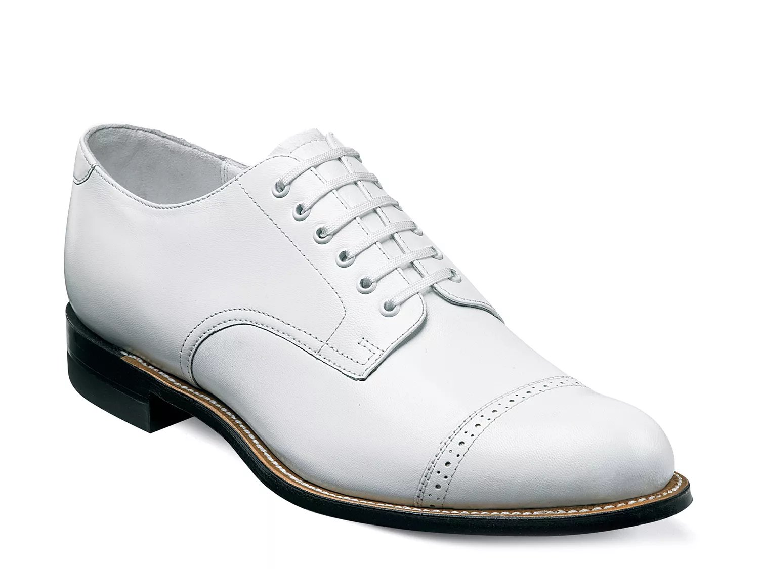 Stacy Adams Madison Cap Toe Oxford | Men's | White | Size 10.5 | Oxfords | Cap Toe