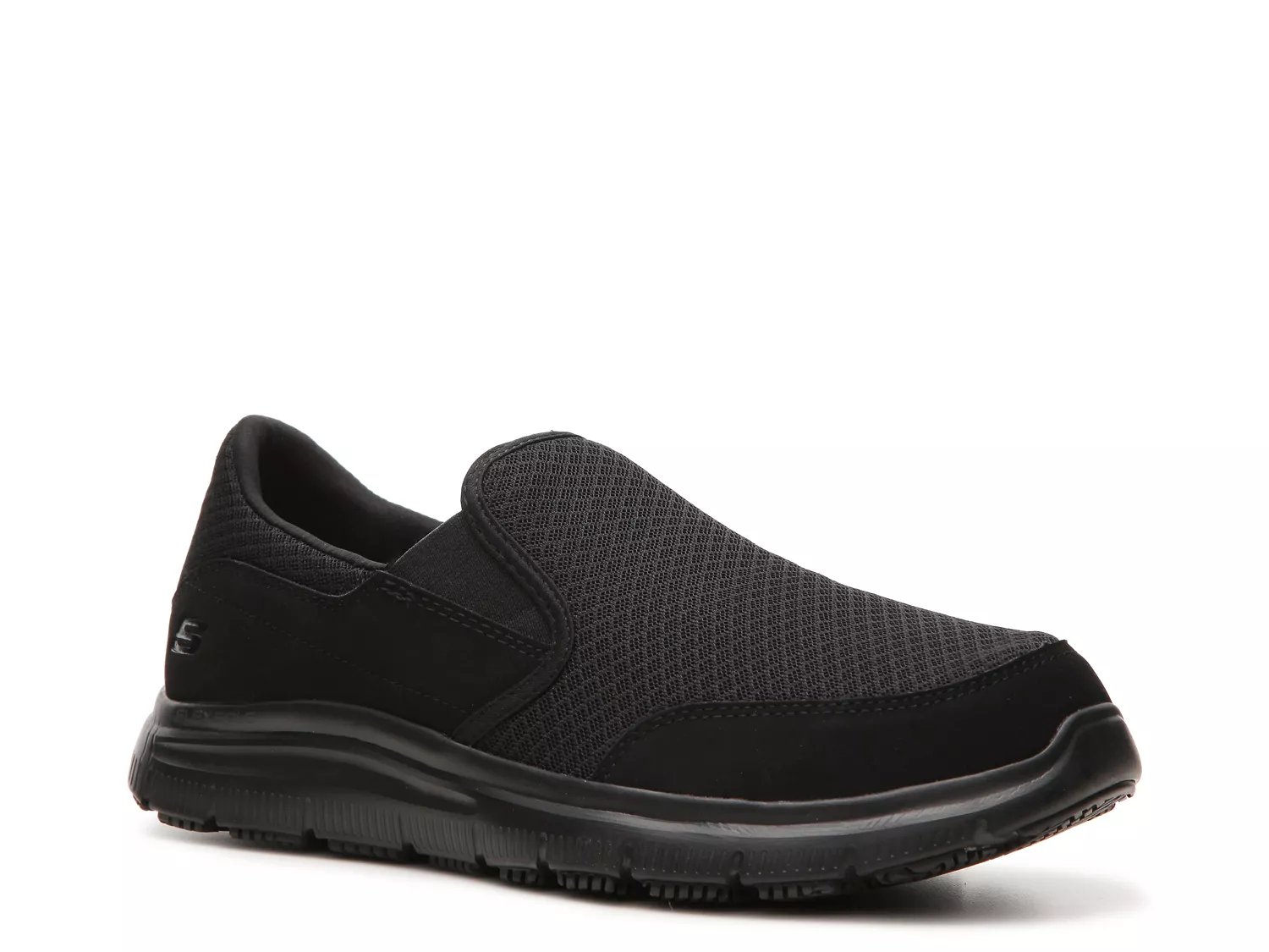 skechers men's black flex advantage slip resistant mcallen slip on