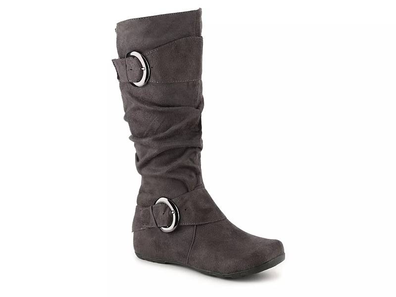 Gray extra wide calf boots best sale