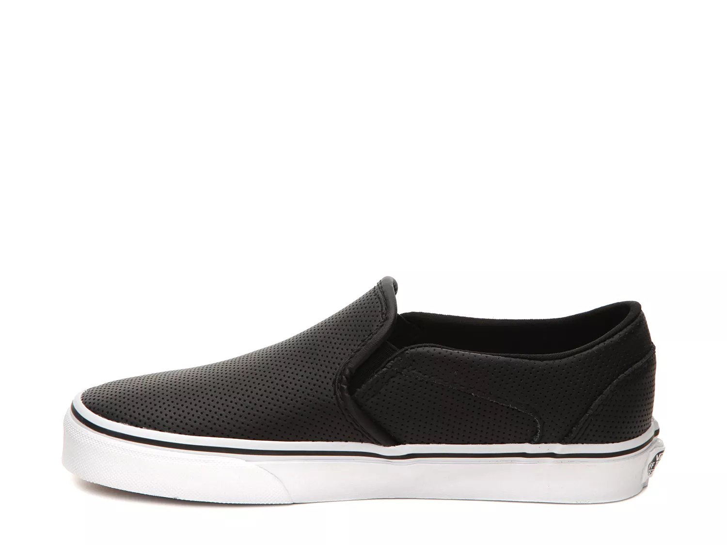 vans premium leather slip on black