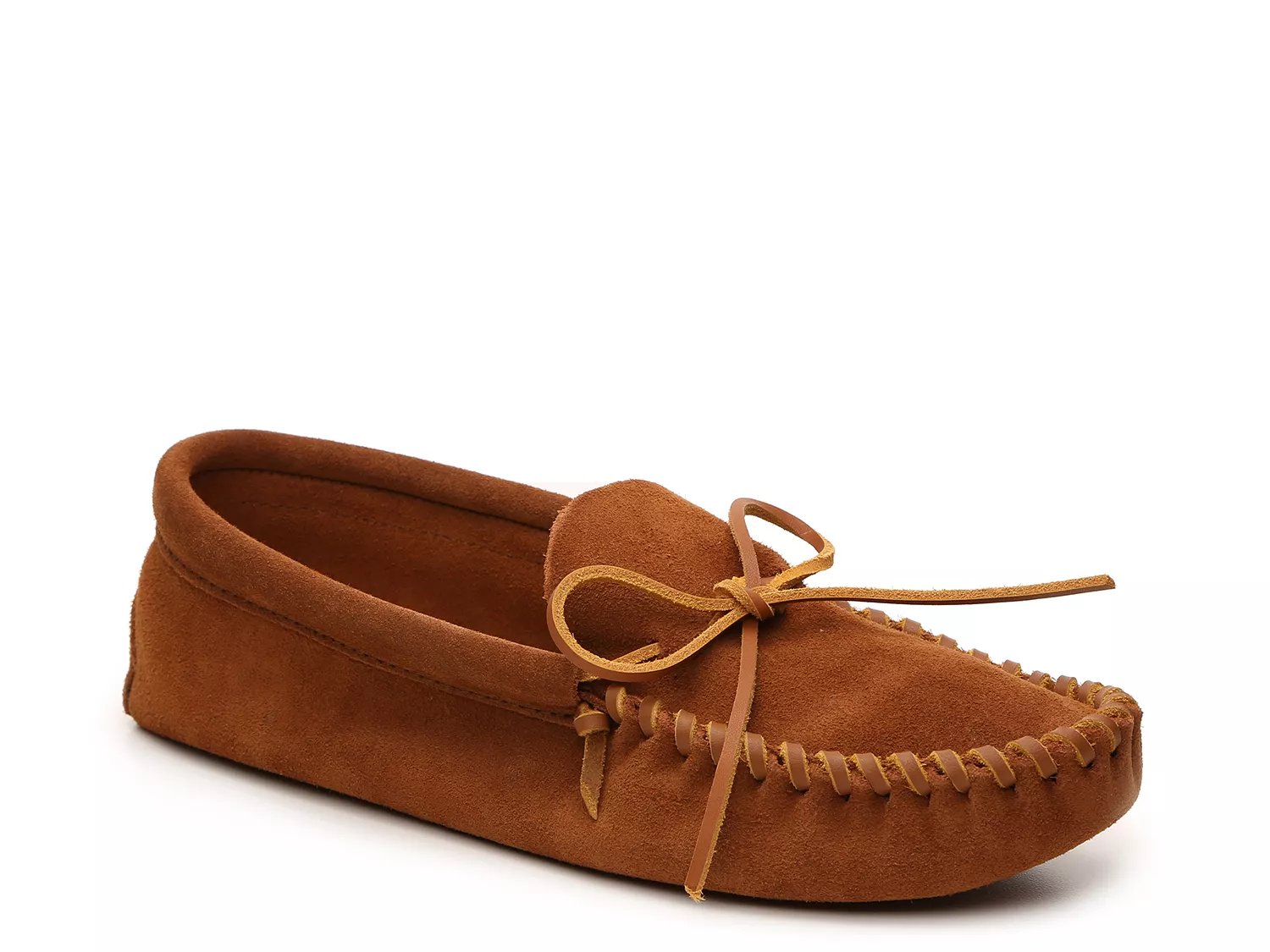 Minnetonka Leather Laced Softsole Slipper - Free Shipping | DSW