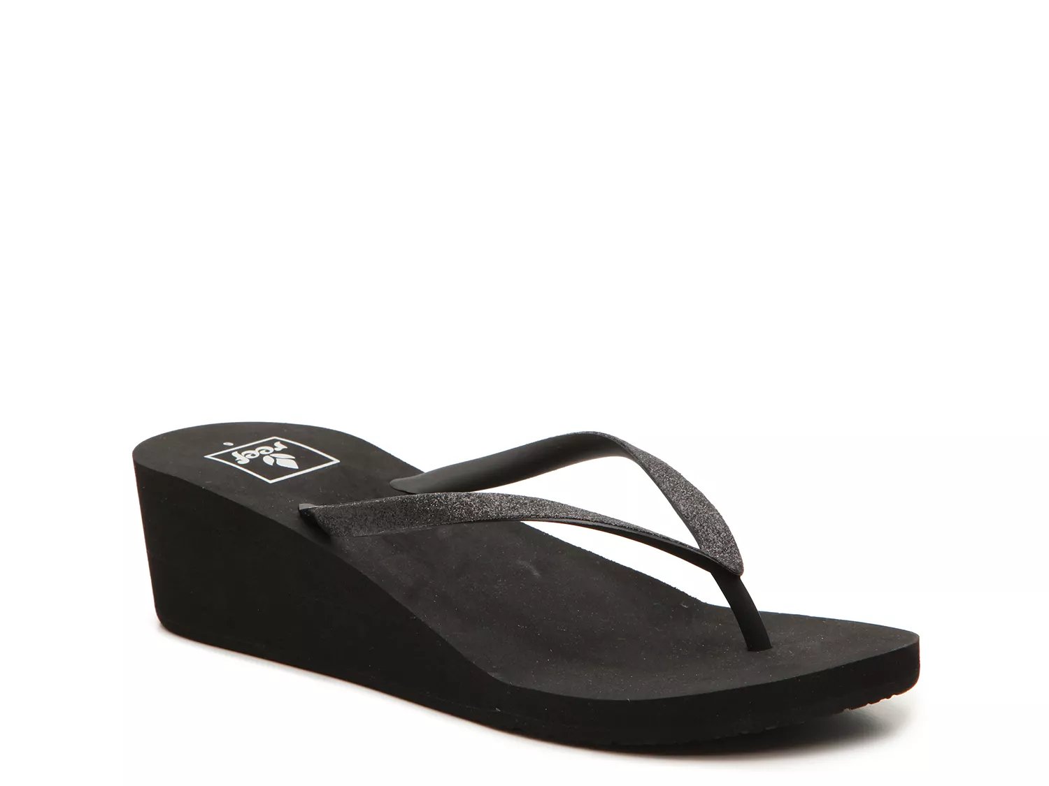 reef wedge flip flops silver
