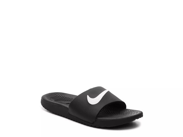 Nike Kawa Grade School Kids Slides Black White Size 5