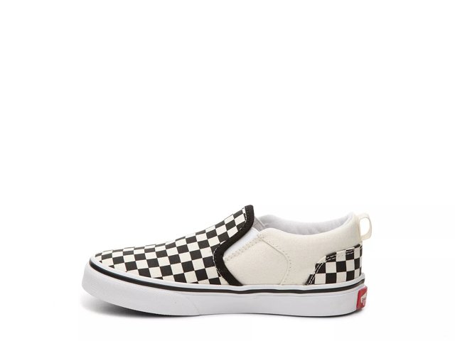 Vans Asher V Checkers Slip On Sneaker, Toddler Black/White Size 3.0