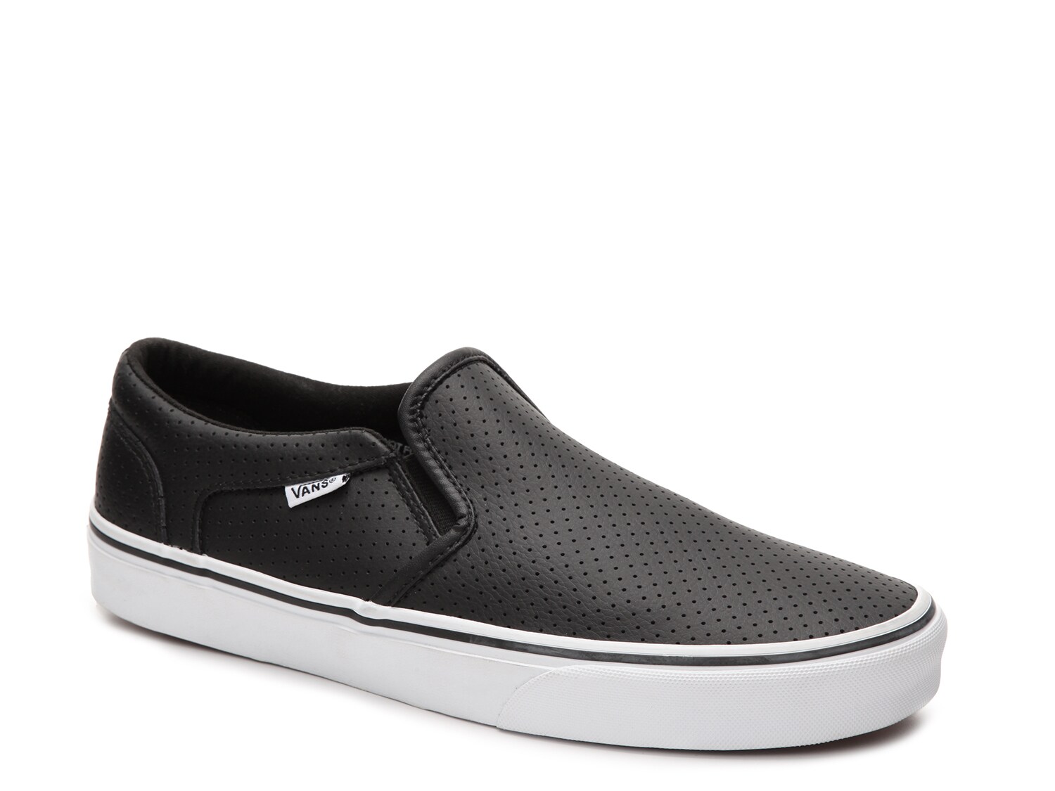 Vans Asher Perforated Leather Slip-On Sneaker - Men's - Free Shipping | DSW