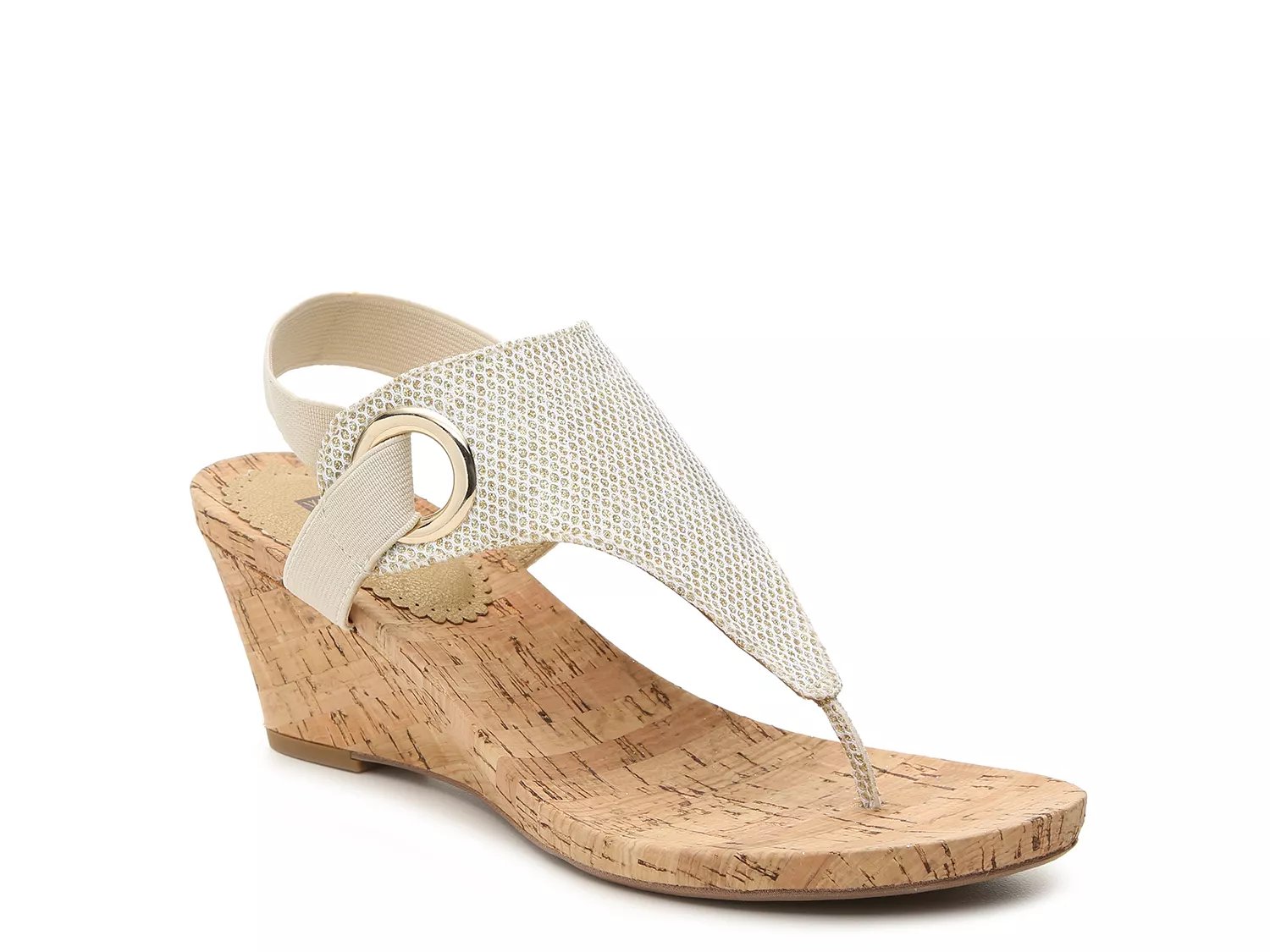 white mountain gold wedge sandals