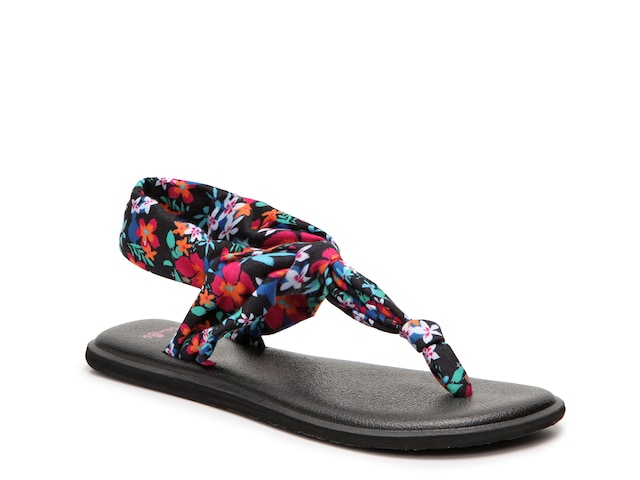 Sanuk Yoga Ella Floral Print Flat Sandal - Free Shipping | DSW