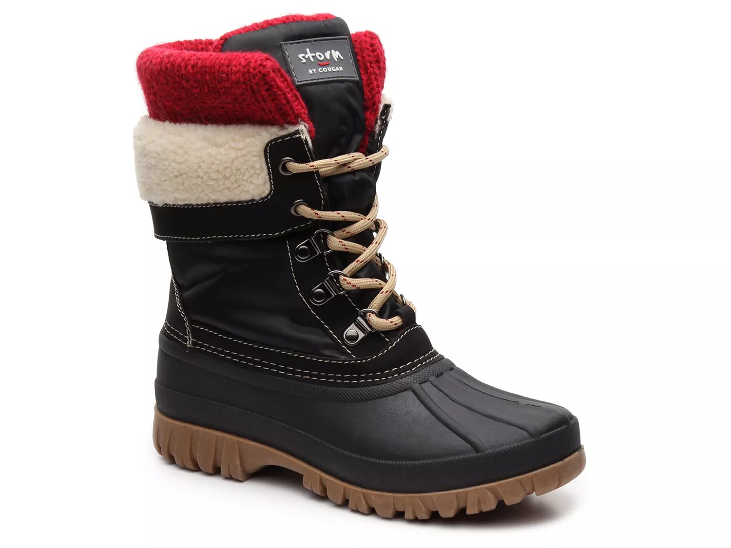 cougar creek snow boot taupe black plaid