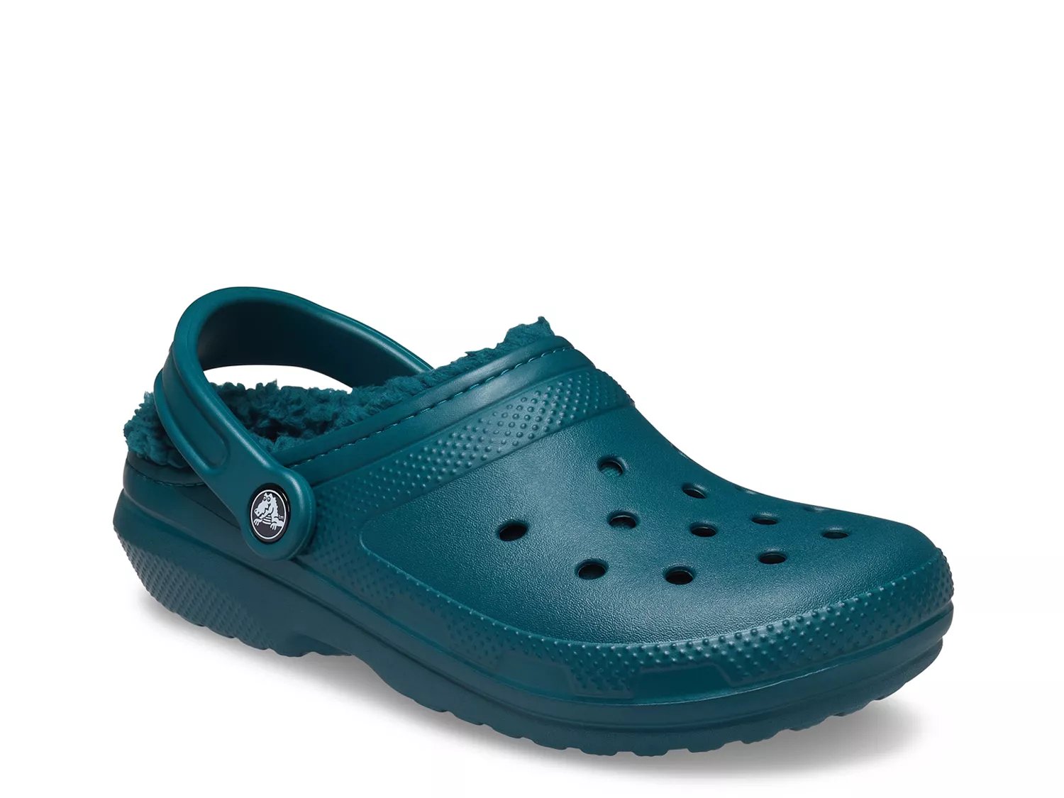 blue crocs with fur