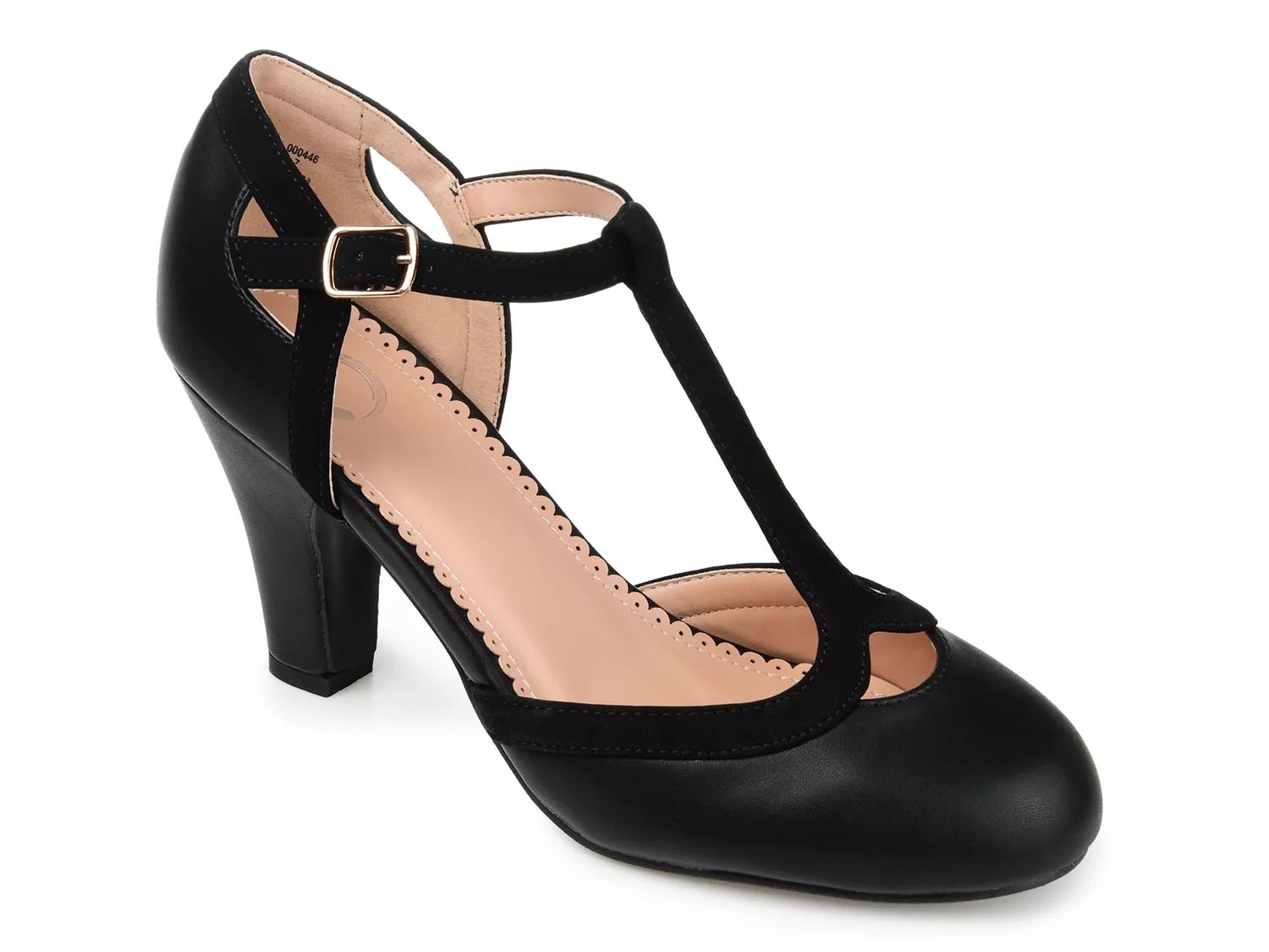Journee Collection Wide Width Olina Pump | Women's | Black | Size 9 | Heels | Pumps | T-Strap