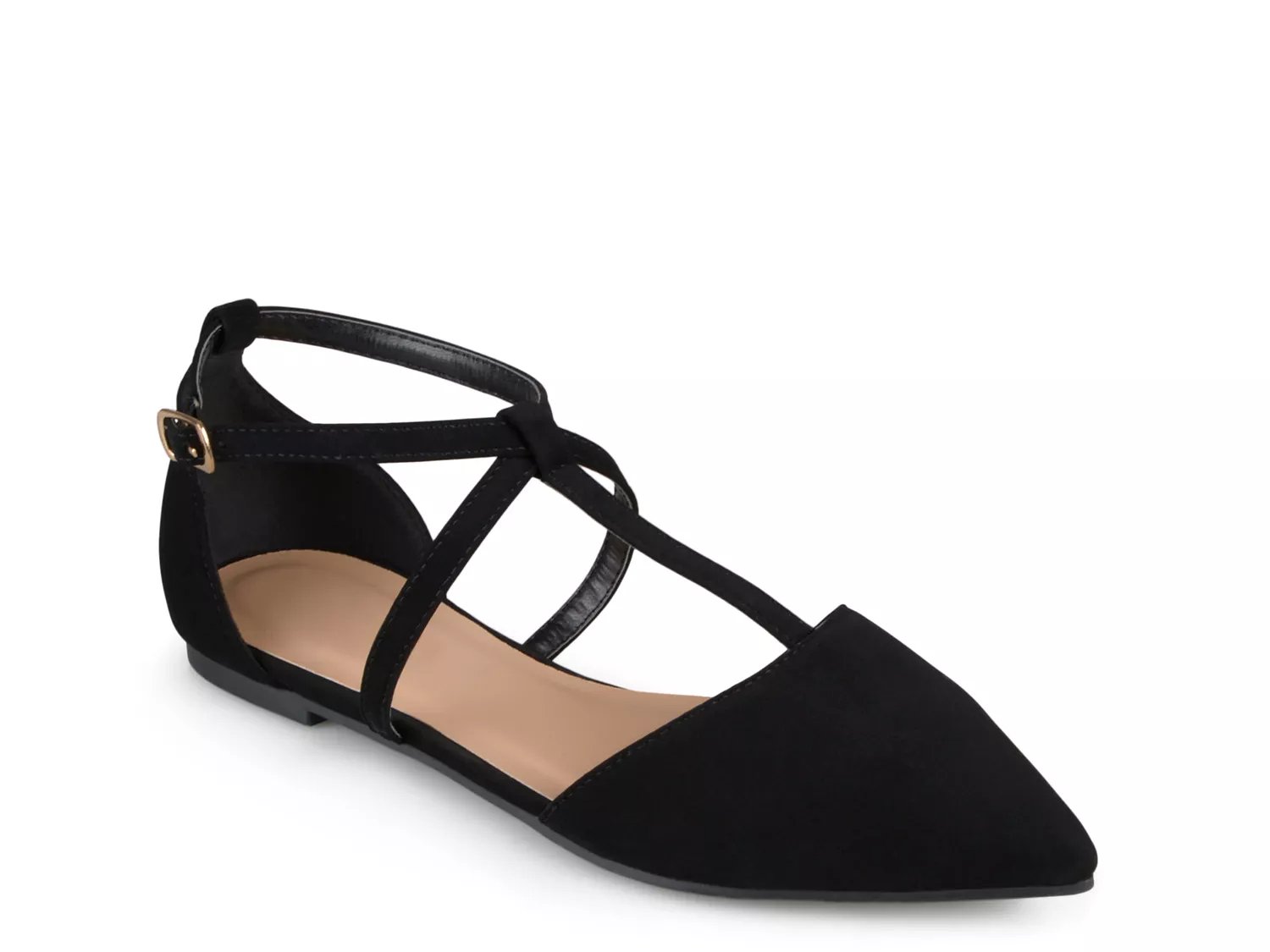 black t strap flat shoes