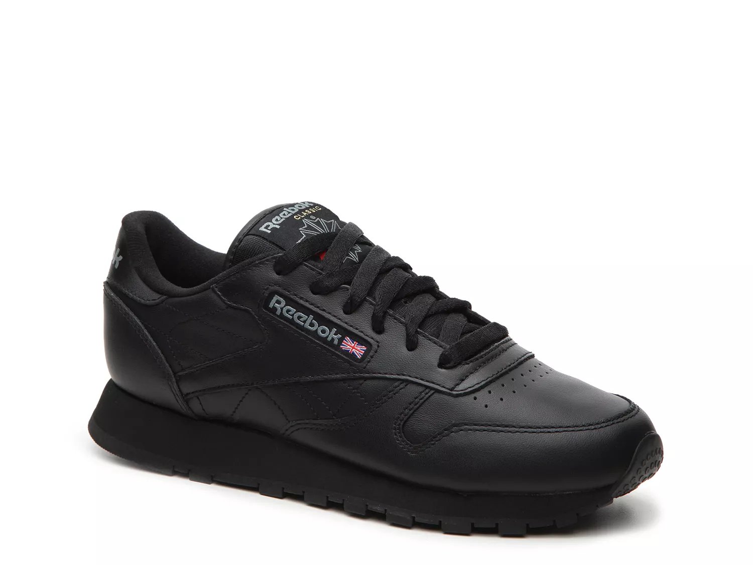 reebok classic black leather trainers womens