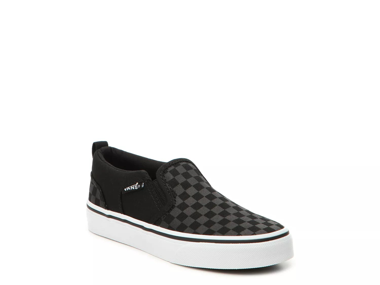 Vans slip shop on checkered black