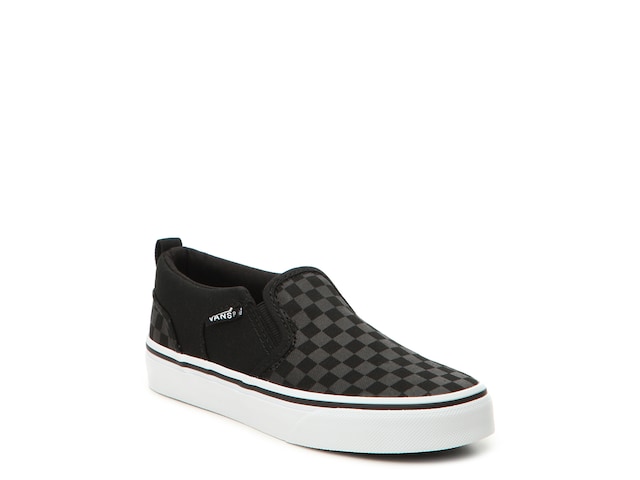 Vans Asher Checker Slip-On Sneaker - Kids' - Free Shipping | DSW