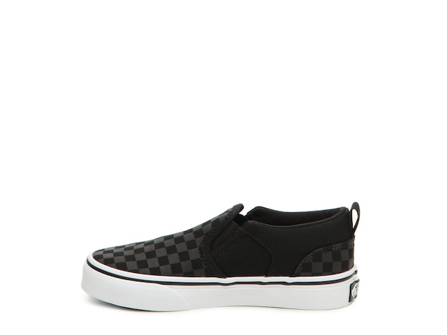 Vans Asher V Checkers Slip On Sneaker, Toddler Black/White Size 3.0