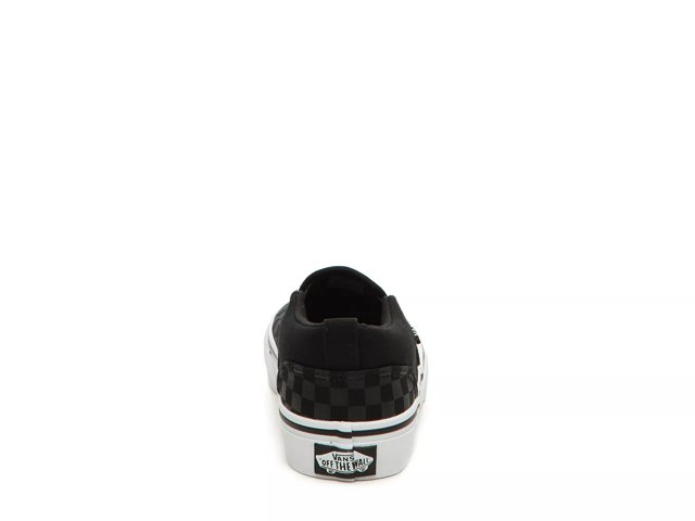 Vans Asher V Checkers Slip On Sneaker, Toddler Black/White Size 3.0