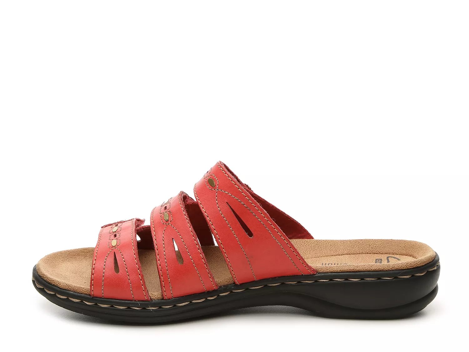 Clarks LEISA BROACH Womens White Leather 18222 3-Adjustable Straps Slide Sandals
