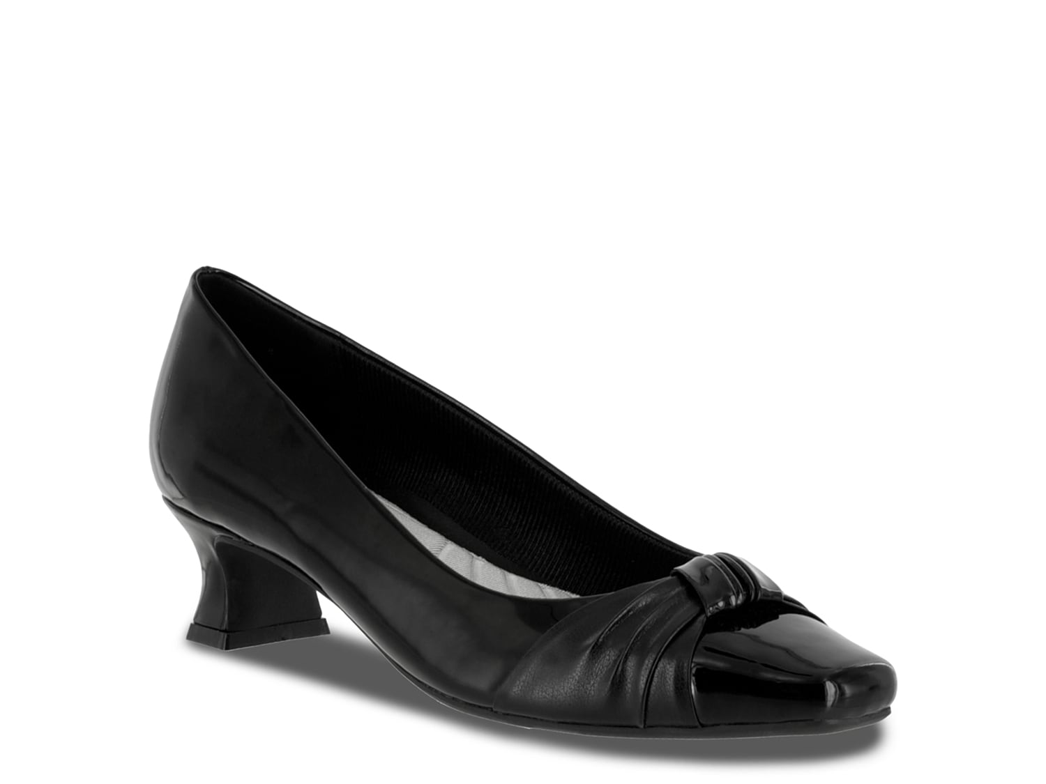 black patent slip on shoes