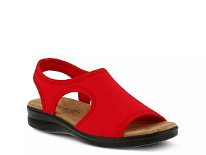 Red sandals at store dsw