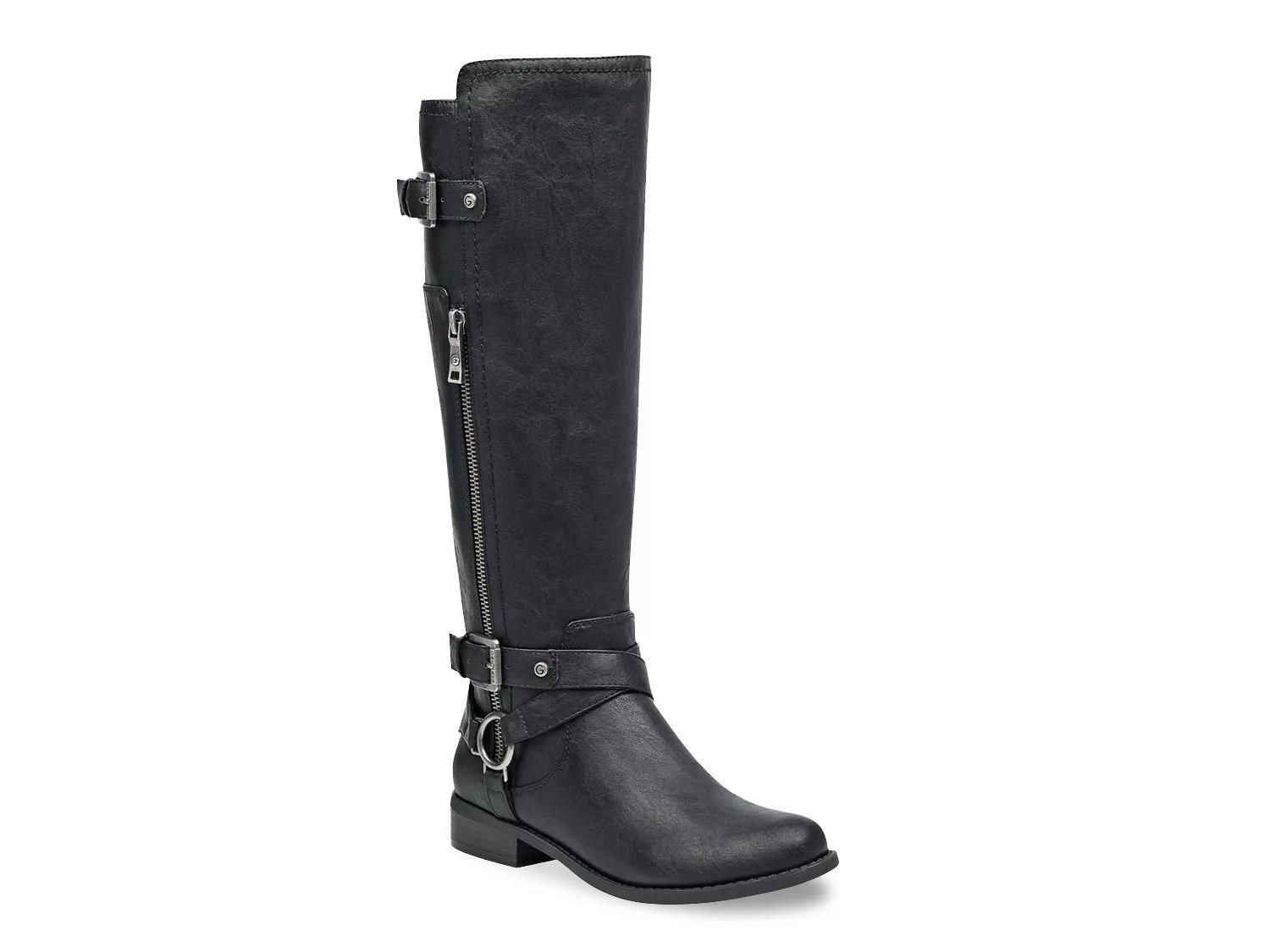 gbg los angeles women's harlin round toe stacked heel boot