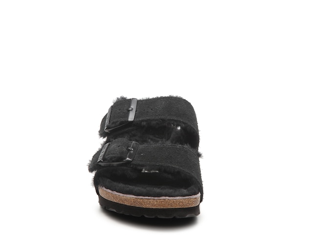 Birkenstock Arizona Shearling Suede Leather Black Size 40 9-9.5 Us