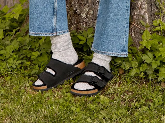 Birkenstock Shearling Arizona Green Suede Sandals Size 36 Narrow New