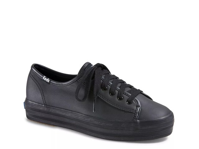triple black leather sneakers