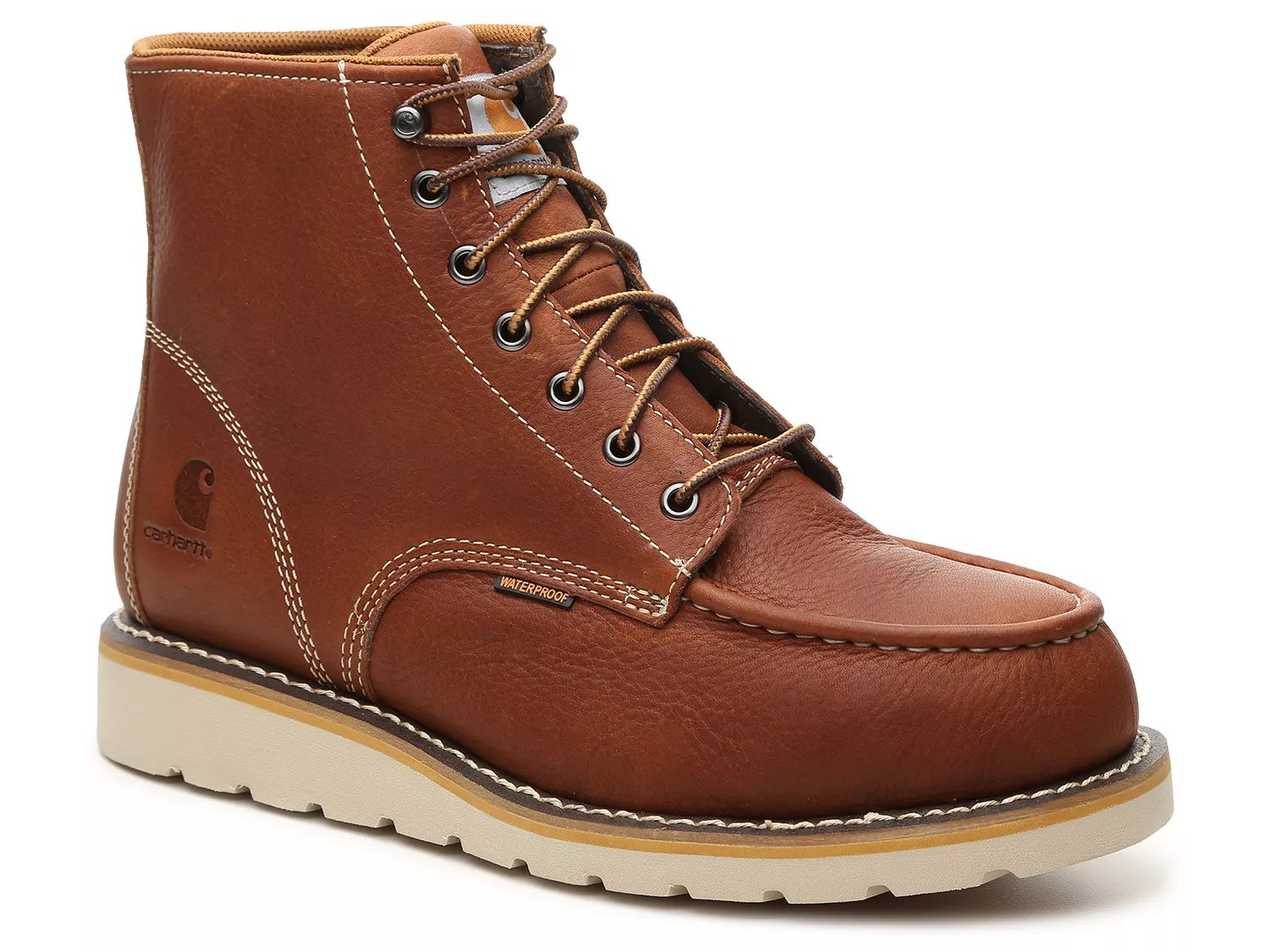 Carhartt 6Inch Waterproof Steel Toe Wedge Work Boot | Men's | Cognac | Size 9 | Boots | Lace-Up | Lug