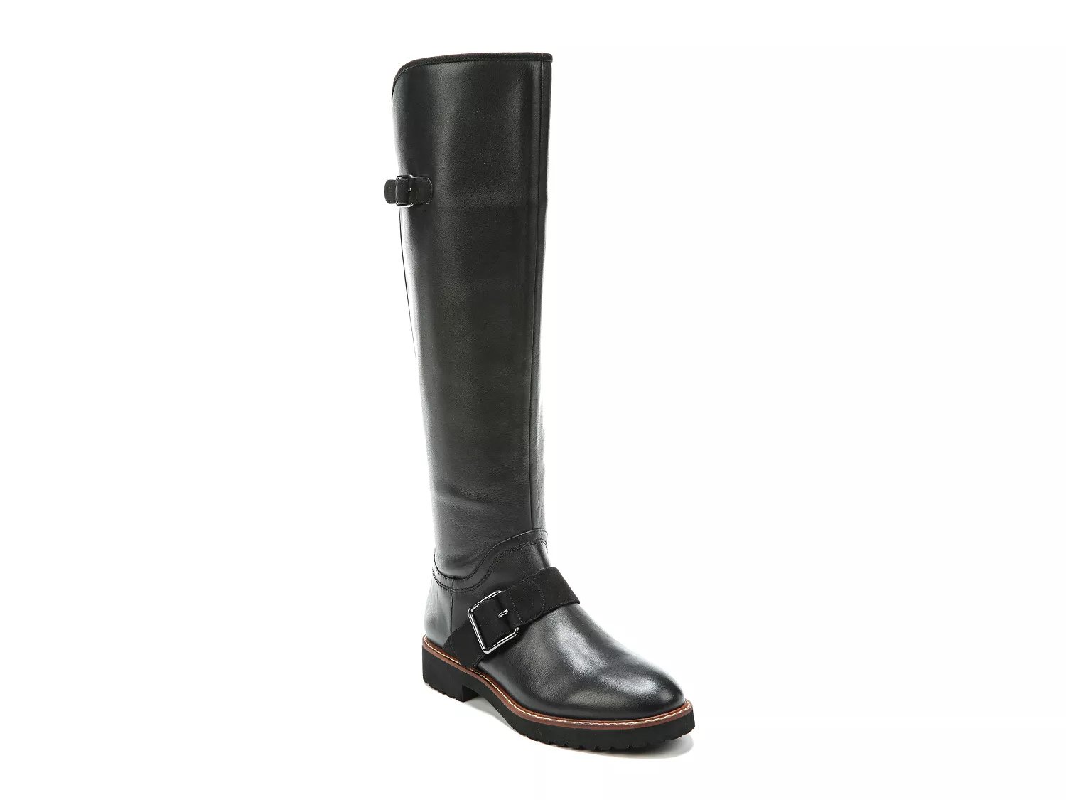 black leather knee high boots narrow calf