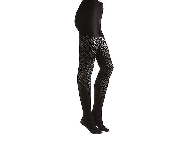 Diamond Plaid Tights - Black