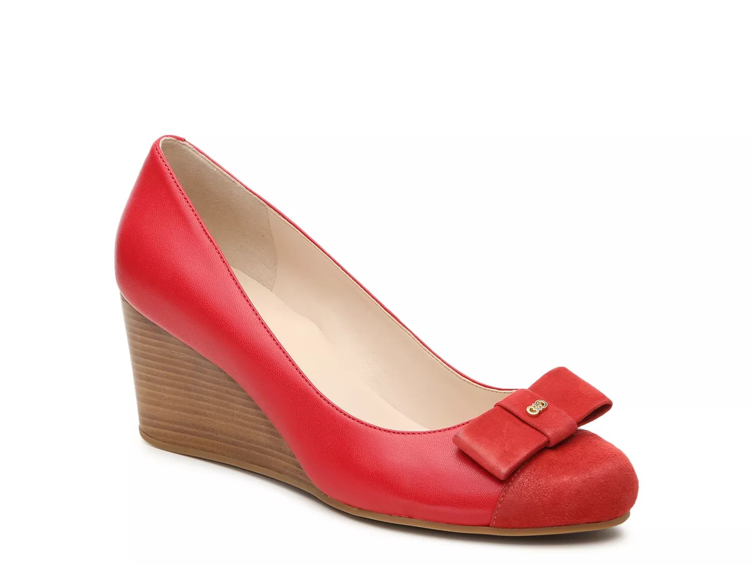 cole haan adair leather bow wedge