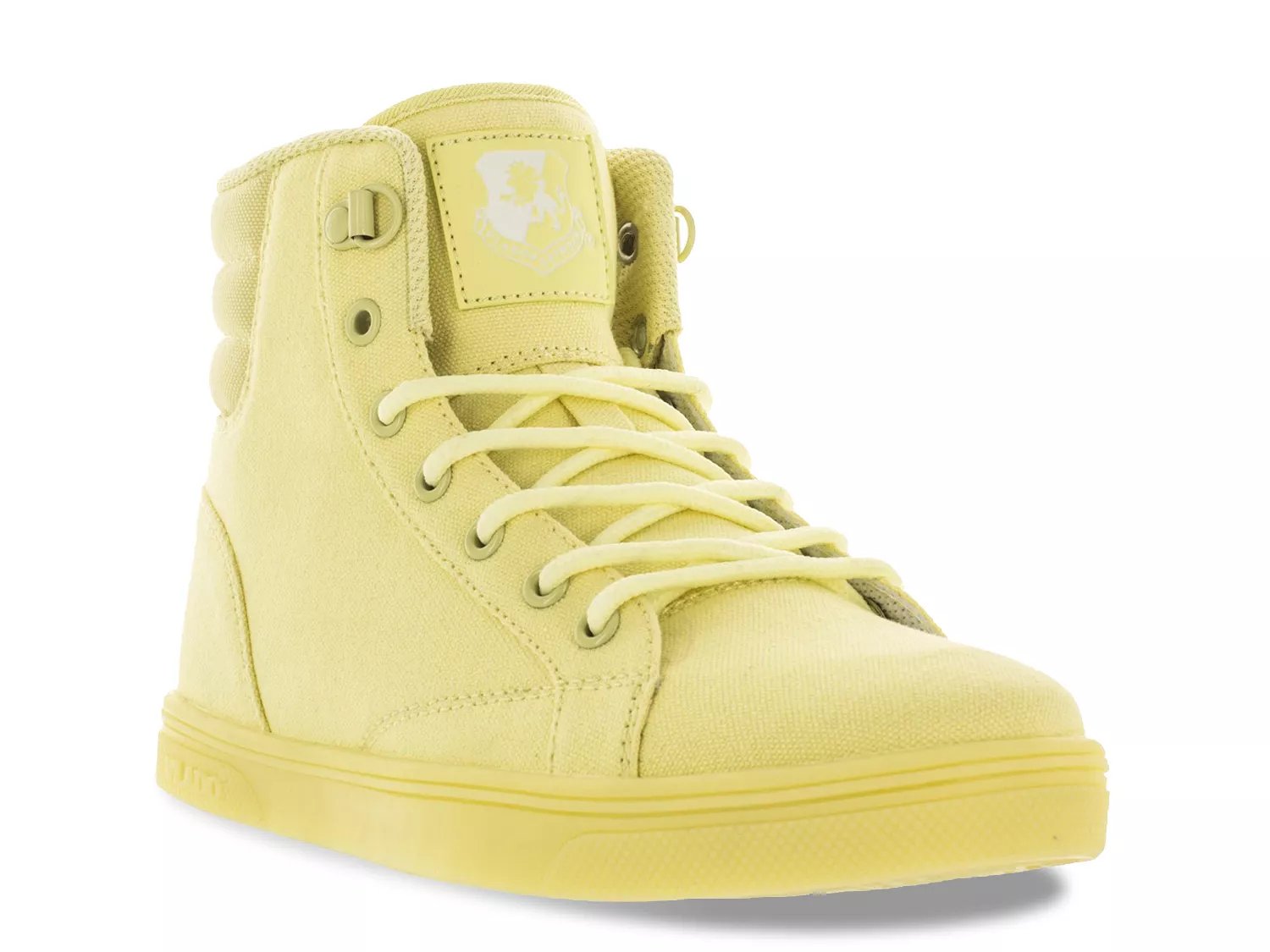 yellow high top tennis shoes