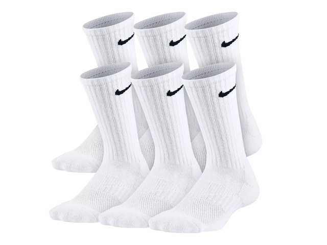 Nike Performance Cushioned Kids Crew Socks 6 Pack Free