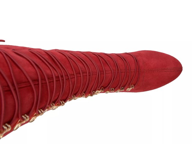 Red boots at dsw shop