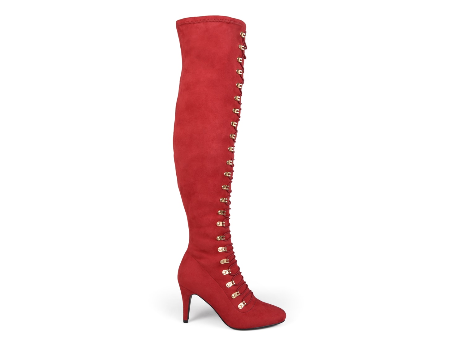 thigh high red boots wide calf