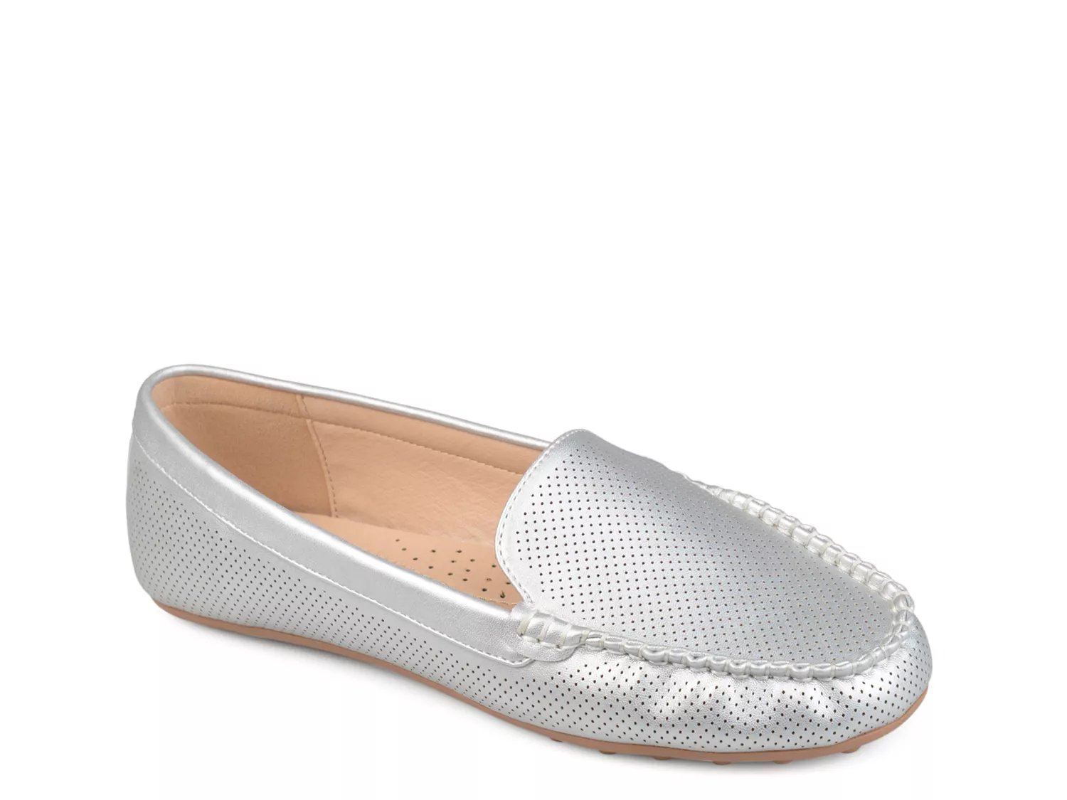 Journee Collection Wide Width Halsey Loafer | Women's | Silver Metallic Faux Leather | Size 5.5 | Flats | Loafers