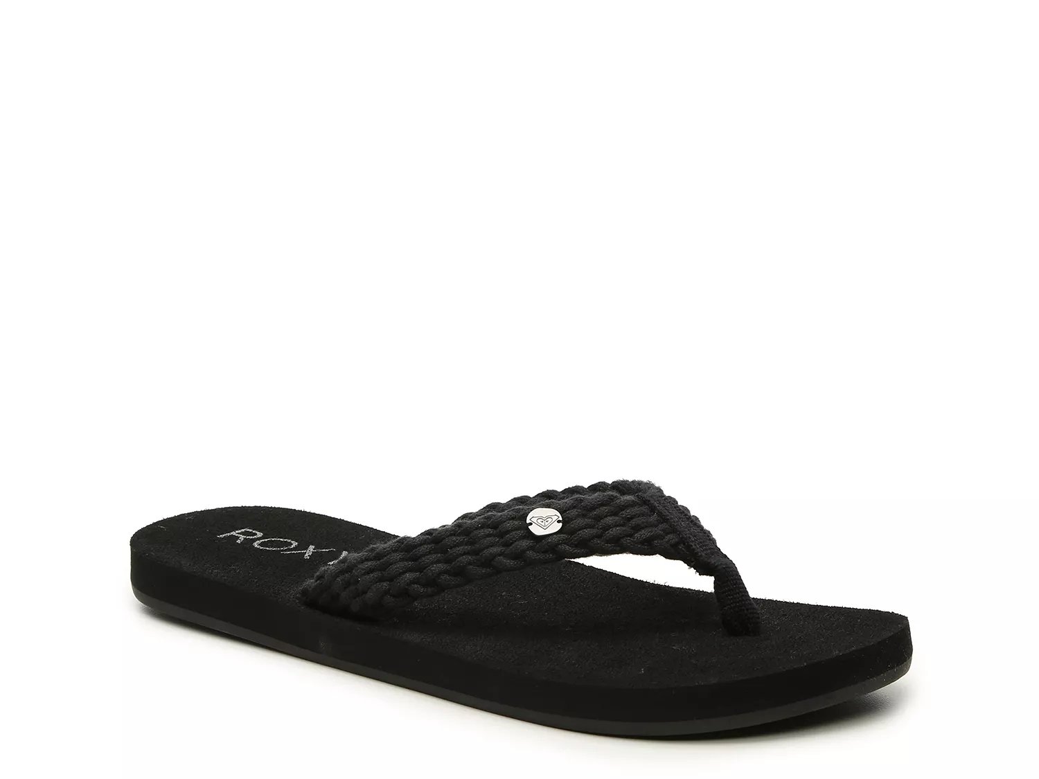 roxy black leather flip flops