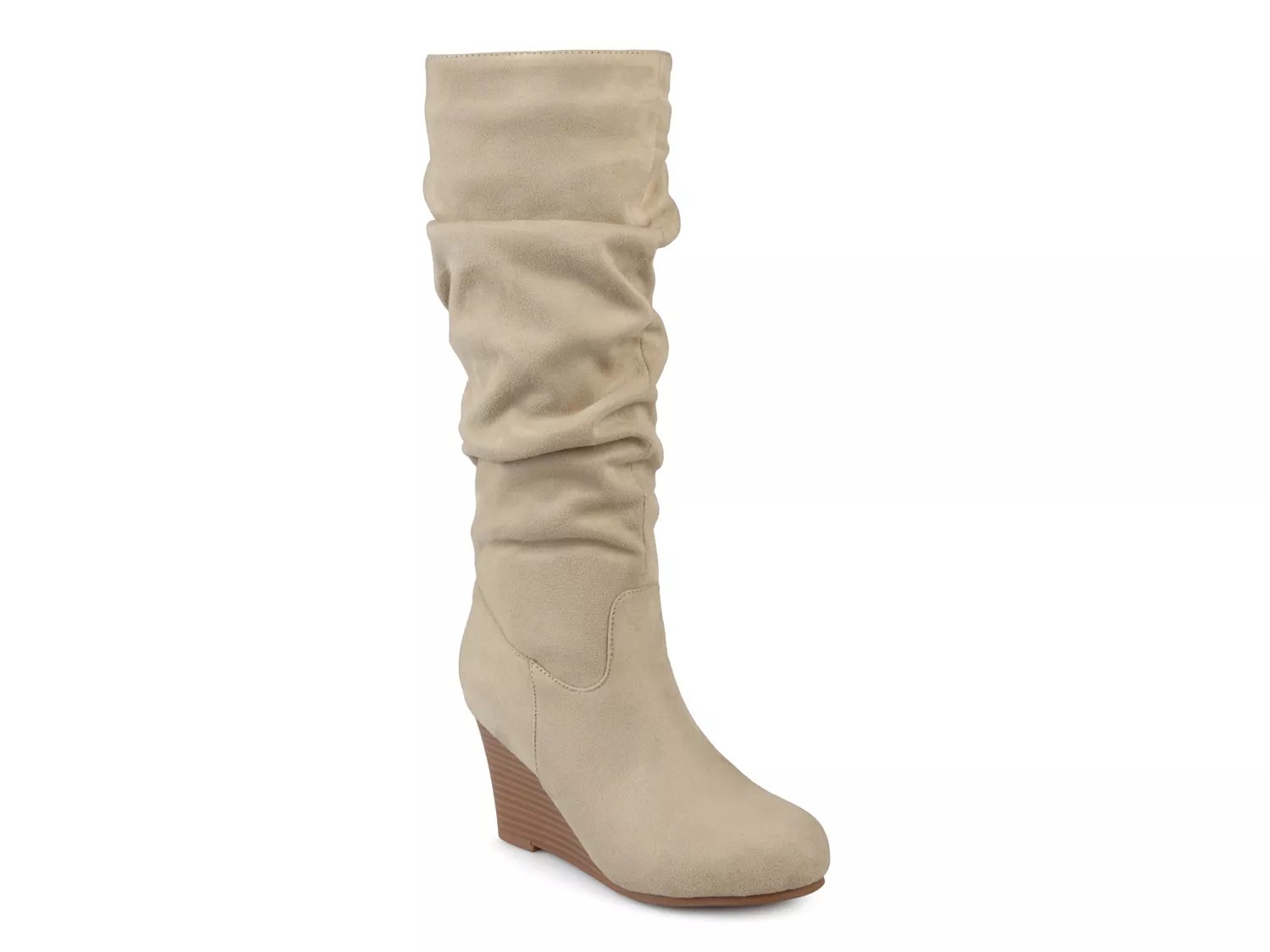 beige wedge knee high boots