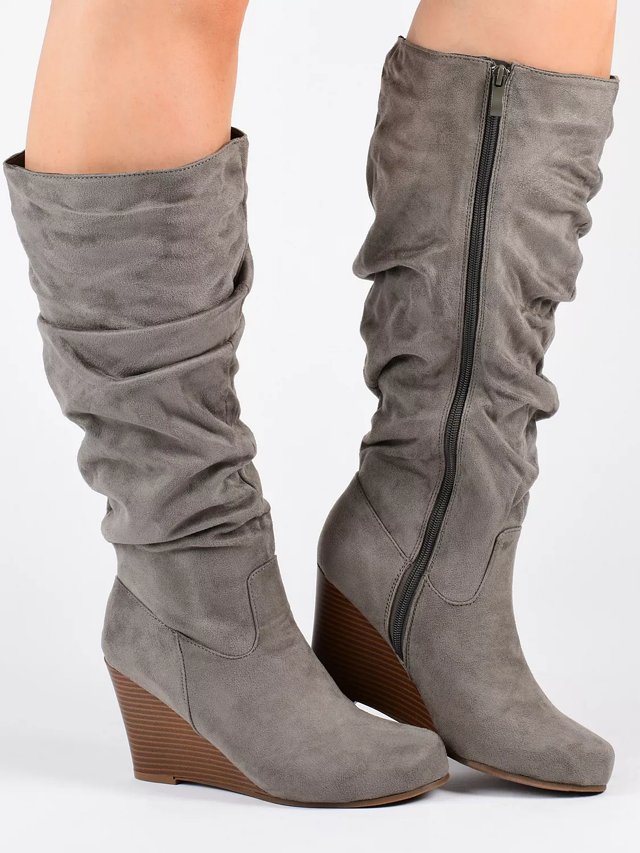 Calf length wedge boots store