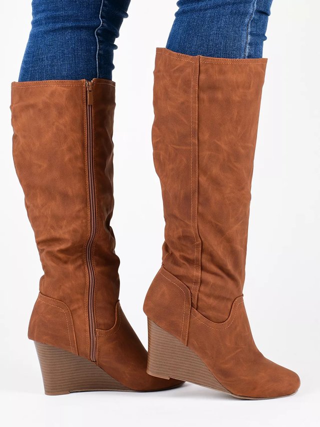 Journee Collection Langly Wide Calf Wedge Boot Free Shipping DSW