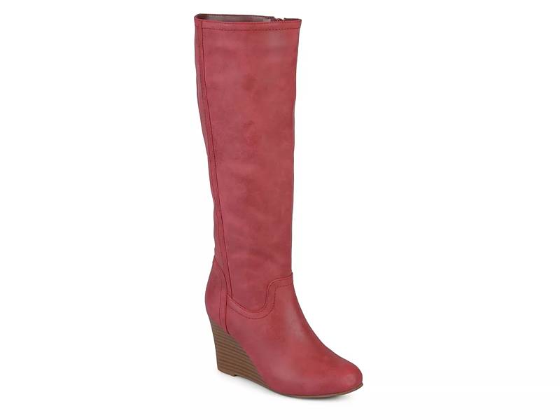 Wedge knee high boots wide calf sale