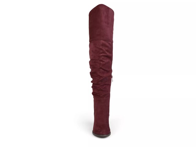 Red wide calf over the knee boots discount