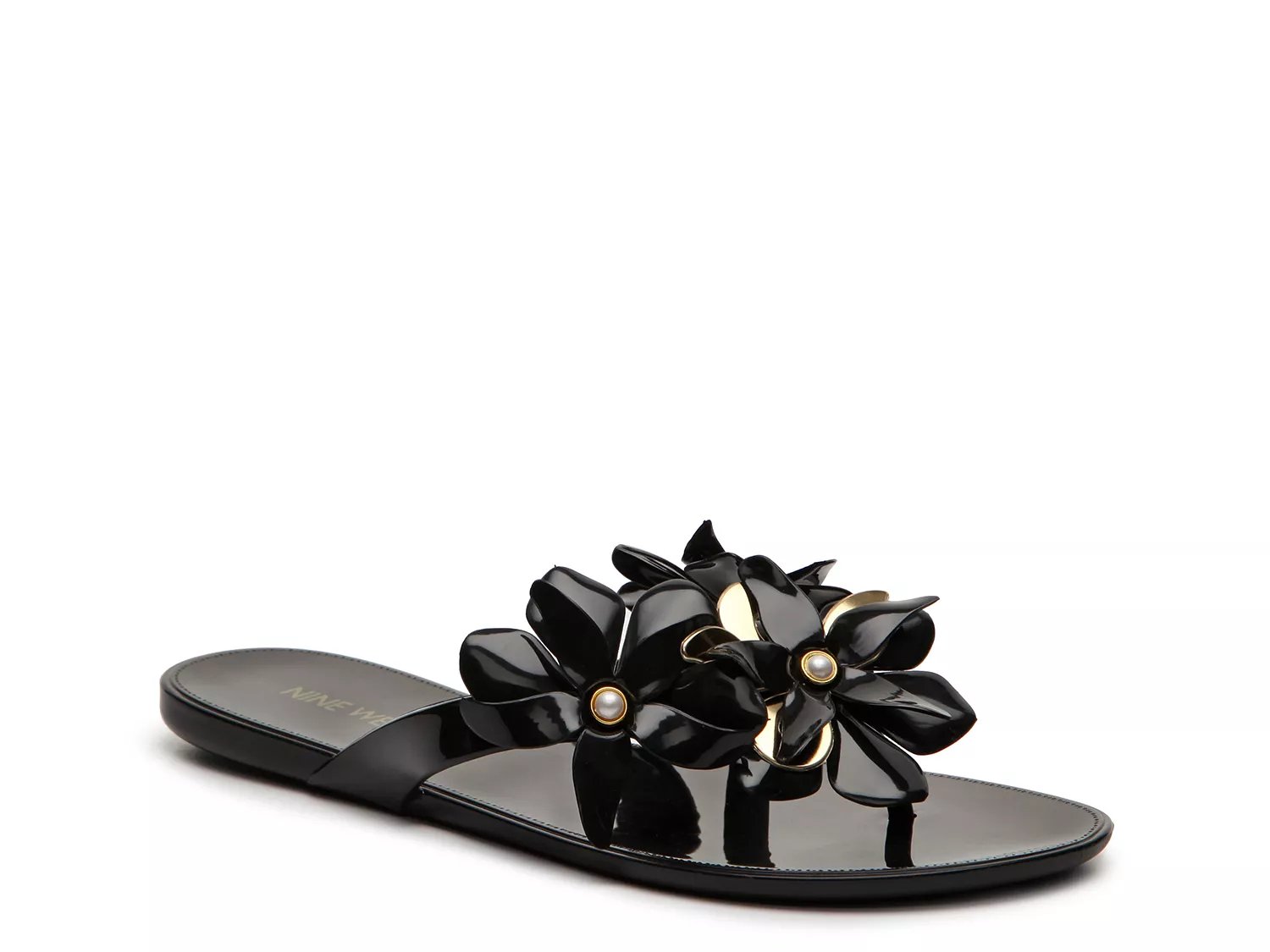 nine west mahogany jelly flat sandal