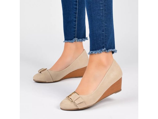 Journee Collection Women s Comfort Graysn Wedge Grey 8.5