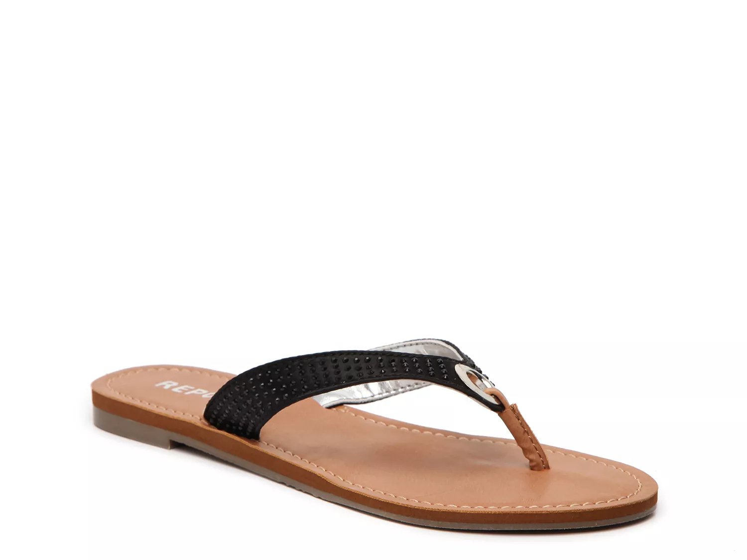 report black flat sandals