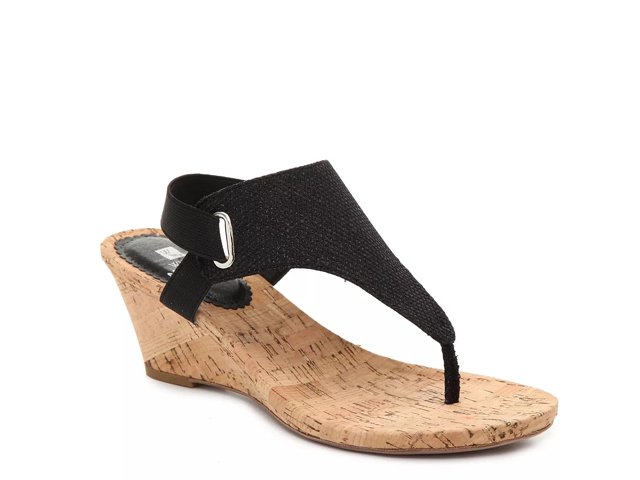 White mountain black wedge sandals hotsell